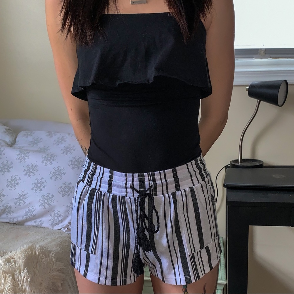 Black Strapless Fold Over Bodysuit